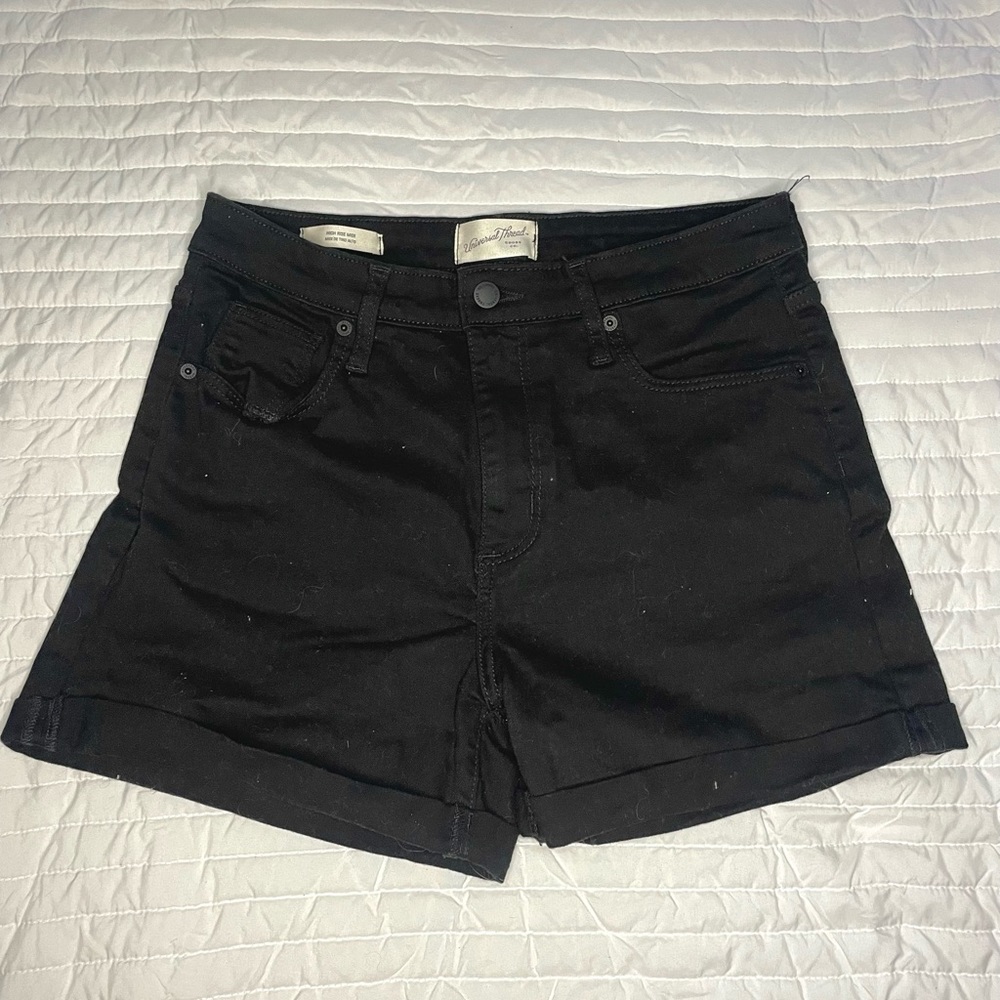 Black denim shorts